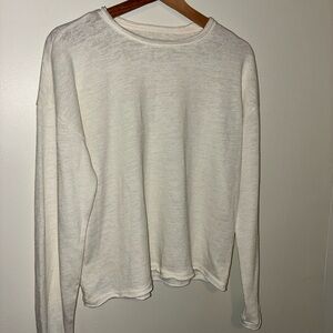 Treasure & Bond Off-White Long-Sleeve Crewneck Top